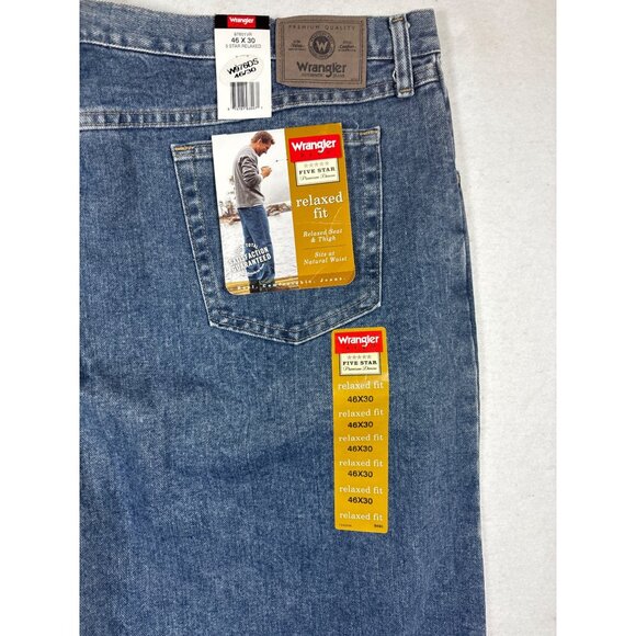 Wrangler  Denim Jeans 46x30 Mens Blue Straight Leg Relaxed Fit - Picture 7 of 9